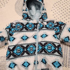 The North Face Blue White Reversible Hooded Jacket